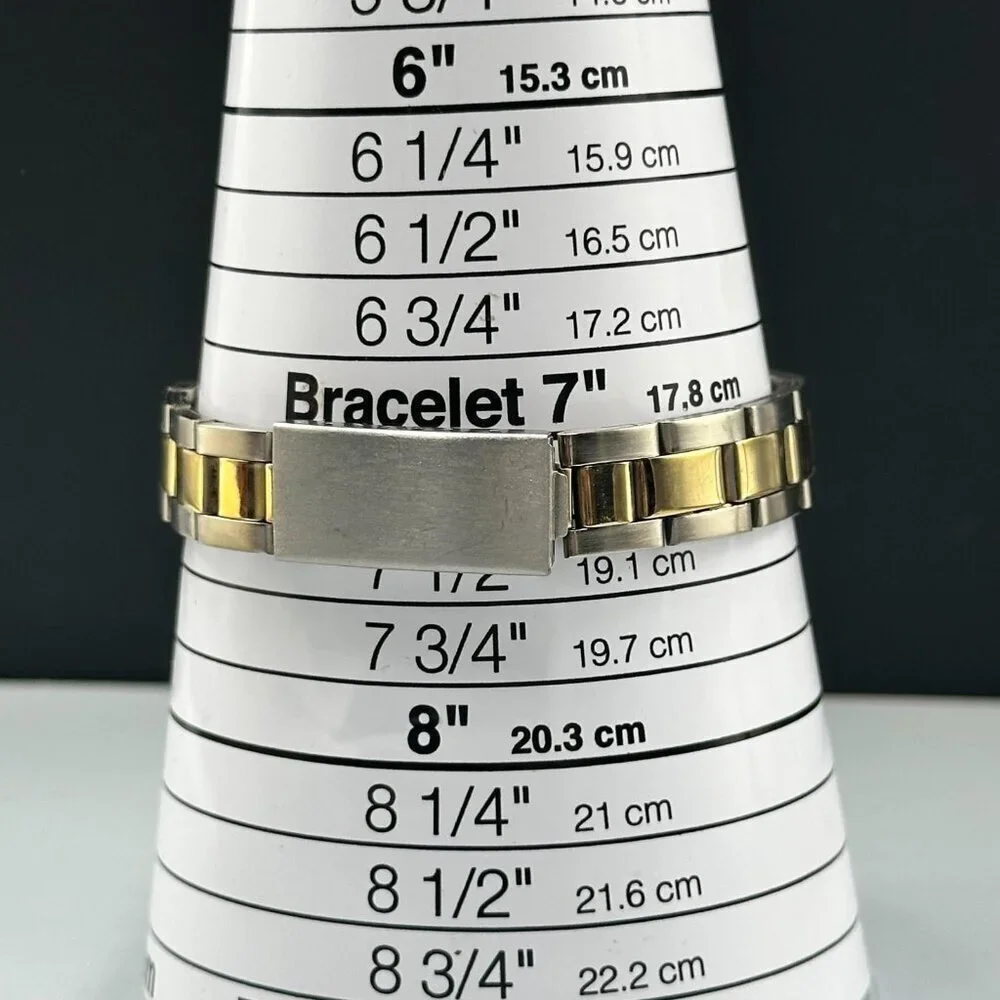 3/$30 Mitre Watch Women Silver Gold Two Tone Date Window New Battery 7.5 Inch